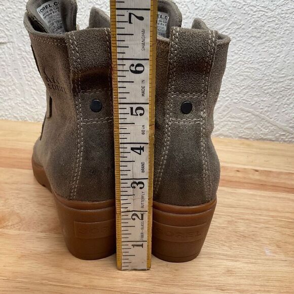 Sorel Boots Womens 7 Sorel‎ Toronto Wedge Ankle Bootie Olive Suede Lace Up - Picture 5 of 12